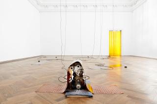 Sam Lewitt, Installation view More Heat Than Light, view on Weak Local Lineament (MHTL), 2016, Kunsthalle Basel, 2016. Photo: Philipp Hänger