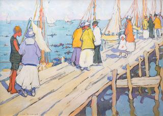 The Landing Pier, Edgartown, c. 1916
Jane Peterson, American, 1876–1965
Gouache (opaque watercolor) and charcoal on paper
Private Collection