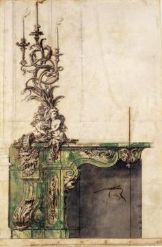Gilles-Marie Oppenord, Design for a salon chimney-piece, presumed to be for the Palais-Royal, Paris, c 1717; Waddesdon, The Rothschild Collection (The National Trust) Gift of Dorothy de Rothschild, 1971; acc. no. 2119. Photo: Mike Fear © The National Trust, Waddesdon Manor 