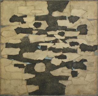 Bildcollage 22/60, 1960, Collage auf Leinwand, 100 x 100 cm