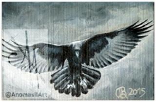 10030-mfra1 - Oil Painting - Mini-Painting Flying Raven