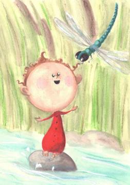 A lil tot and a dragonfly