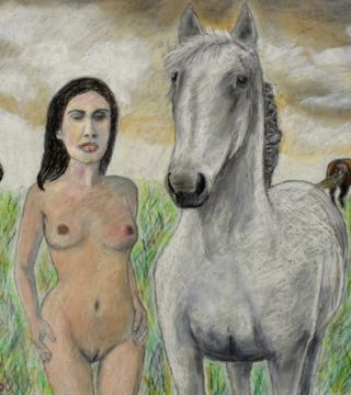 Lay Godiva and your horses cm 70x100