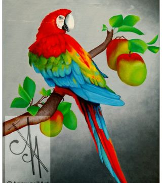 10013-rprrt - Oil Painting - Red Parrot