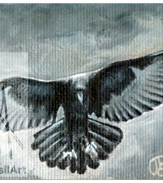 10030-mfra1 - Oil Painting - Mini-Painting Flying Raven