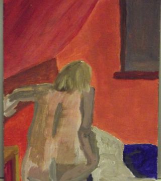 Portrait of a Woman From Behind Drying Herself