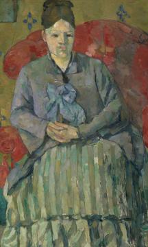 Madame Cézanne in a Red Armchair (Madame Cézanne in a Striped Dress)