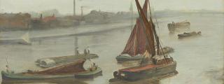 Detail, Grey and Silver–Old Battersea Reach, by James McNeill Whistler. Oil on canvas, 1863. The Art Institute of Chicago.