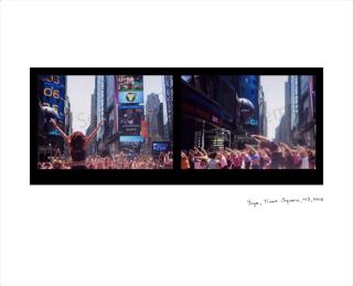 Eve Sonneman: Yoga, Times Square, 2013, digitally printed photograph, diptych