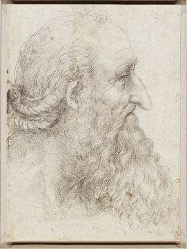 Leonardo da Vinci, The head of an old bearded man, c.1517-18  RCIN 912499. Royal Collection Trust/© Her Majesty Queen Elizabeth II 2018.