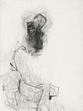 Figur (schwarzer Kopf) . Zeichnung . 1000 x 750 . Bleistift auf Papier