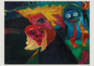 Emil Nolde, Seltsame Wanderer, 1923, Öl auf grober Leinwand (Sackleinen), 67,5 x 88 cm, Nolde Stiftung Seebüll