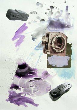 Abb.: Briketts, 2013, Malerei / Collage auf Karton, 100 x 70 cm.  Â© Manfred Gipper 2013