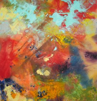 Sam Gilliam Cordial I¸ 1972,  Oil on canvas, 76 x 73 inches,  NSU Art Museum Fort Lauderdale; gift of Dr. and Mrs. Henry R. Hope, 73.18 Courtesy of the artist and David Kordansky Gallery, Los Angeles, CA