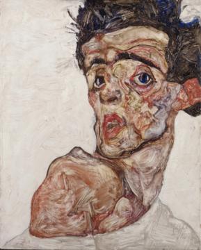 Egon Schiele Self-Portrait with Raised Bare Shoulder, 1912 Leopold Museum, Vienna