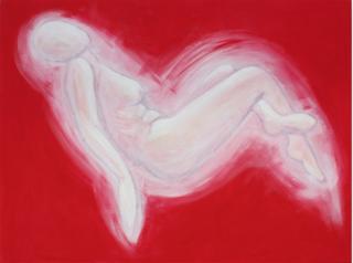 Tiziana Fejzullaj. Leaning Nude. Oil & Acrylic on Canvas. 36x48