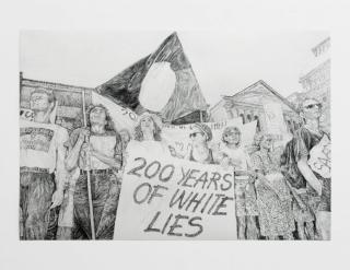 Sam Durant, Australian Aborigines Protest Over Bi-centenary Celebrations, Sydney, 1985 (200 Years of White Lies), 2009 