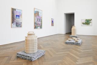 Marina Pinsky, Installation view Dyed Channel, Kunsthalle Basel, 2016. Photo: Philipp Hänger