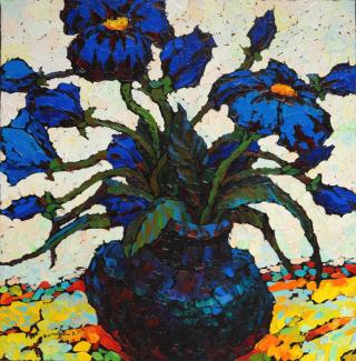 Dark blue flowers. Sketch.