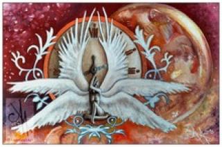 10036-sphdr - Oil Painting - Seraphim next to a drop