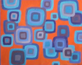 Blue Squares on Orange