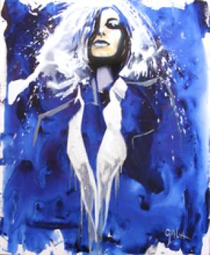 Blue Woman, 27,5x33,4in. (70x85cm), oil, acrylic on canvas