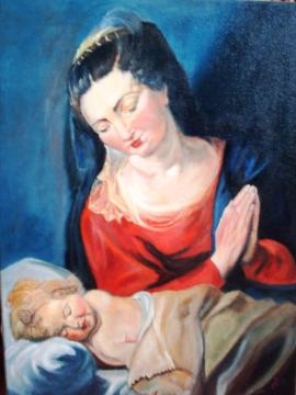 Jungfrau d.Jesuskind anbetend Kopie n.Rubens