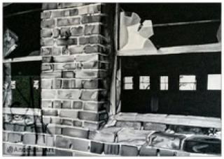10005-windw - Oil Painting - Window of a Barn