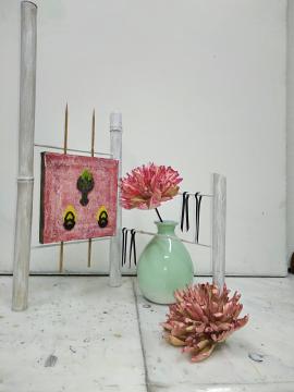 White Bamboo and Flowers