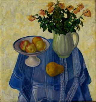 The blue table-cloth. 81x65sm