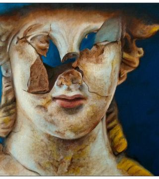 10033-sttue - Oil Painting - Damaged Head of a Statue