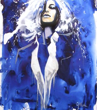 Blue Woman, 27,5x33,4in. (70x85cm), oil, acrylic on canvas