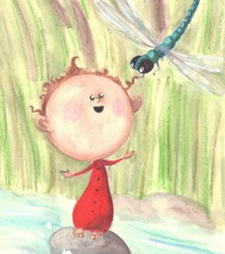A lil tot and a dragonfly
